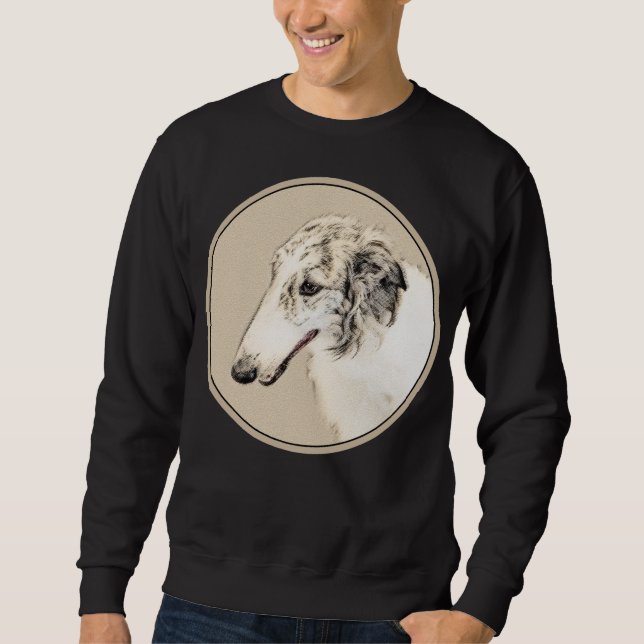 Borzoi (Silver Brindle) Painting Original Dog Art Sweatshirt (Front)