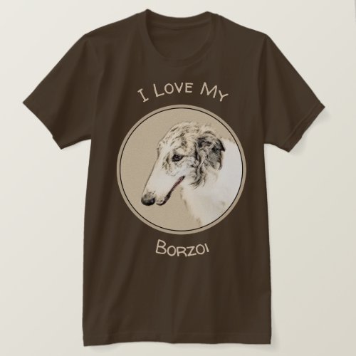 Borzoi Silver Brindle Painting Original Dog Art T_Shirt