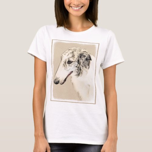 Borzoi Silver Brindle Painting Original Dog Art T_Shirt