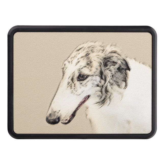 Borzoi (Silver Brindle) Painting Original Dog Art Tow Hitch Cover (Front)