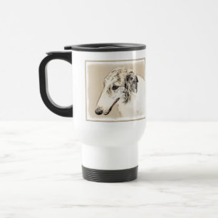 Borzoi (Silver Brindle) Painting Original Dog Art Travel Mug