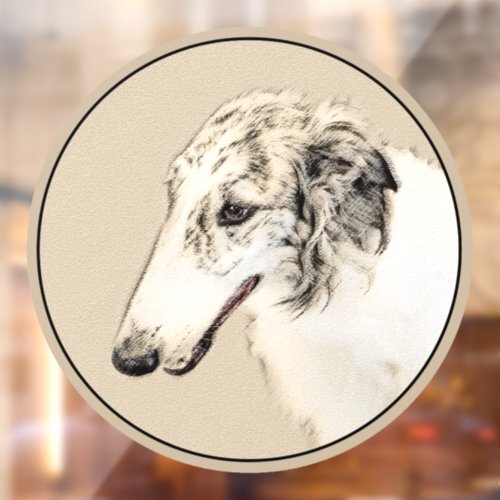 Borzoi Silver Brindle Painting Original Dog Art Window Cling