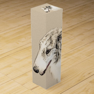 Borzoi (Silver Brindle) Painting Original Dog Art Wine Box