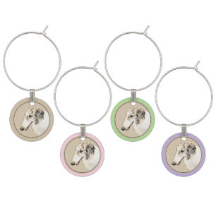 Borzoi (Silver Brindle) Painting Original Dog Art Wine Charm