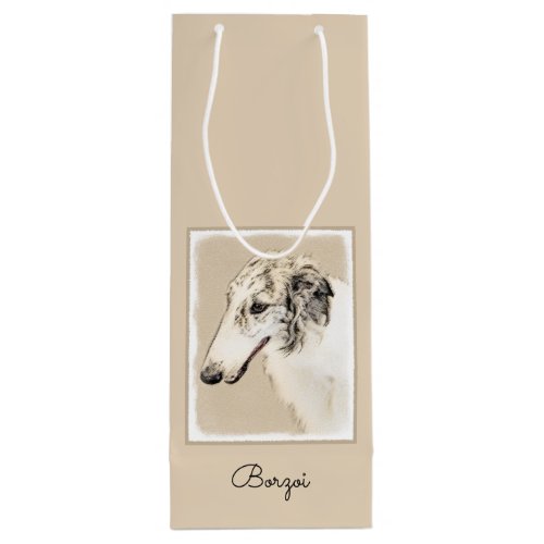 Borzoi Silver Brindle Painting Original Dog Art Wine Gift Bag