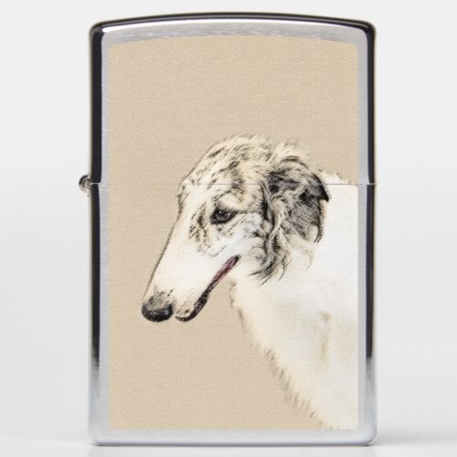 Borzoi Silver Brindle Painting Original Dog Art Zippo Lighter