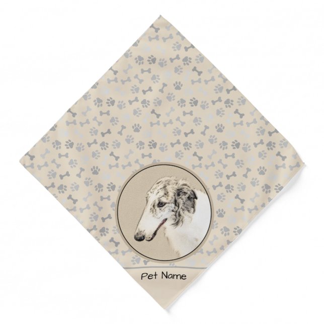 Borzoi Silver Brindle Painting Wolfhound Dog Art Bandana (Front)