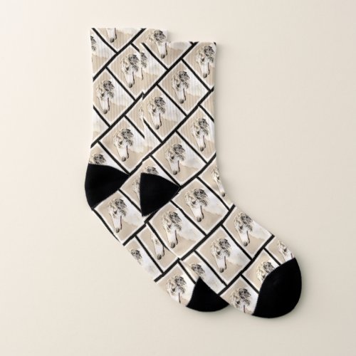 Borzoi Silver Brindle Painting Wolfhound Dog Art Socks