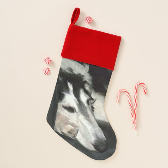 Borzoi Slumber Christmas Stocking (Front)