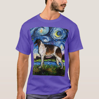 Borzoi Starry Night Dog Art by Aja Animal Pet Artw T-Shirt