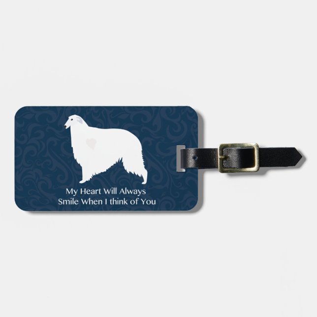 Borzoi Thinking of You Design Luggage Tag (Front Horizontal)