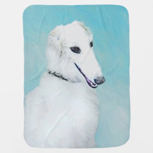 Borzoi White Painting _ Cute Original Dog Art Baby Blanket