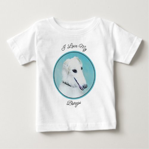 Borzoi White Painting _ Cute Original Dog Art Baby T_Shirt