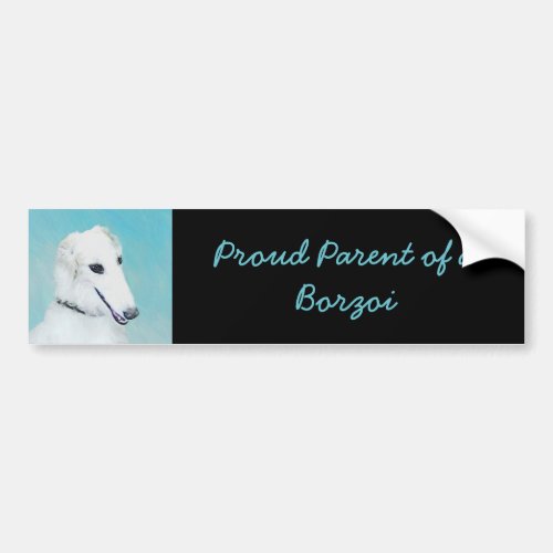 Borzoi White Painting _ Cute Original Dog Art Bumper Sticker