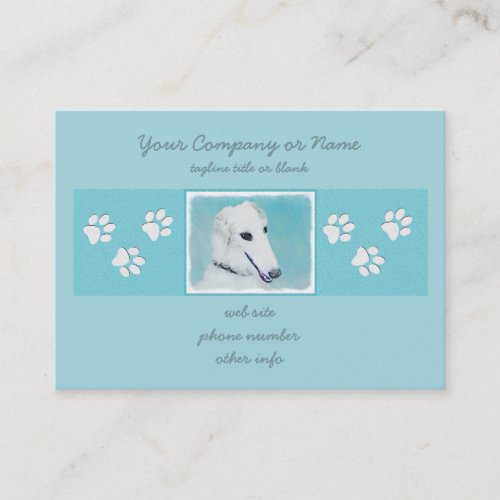 Borzoi White Painting _ Cute Original Dog Art Business Card
