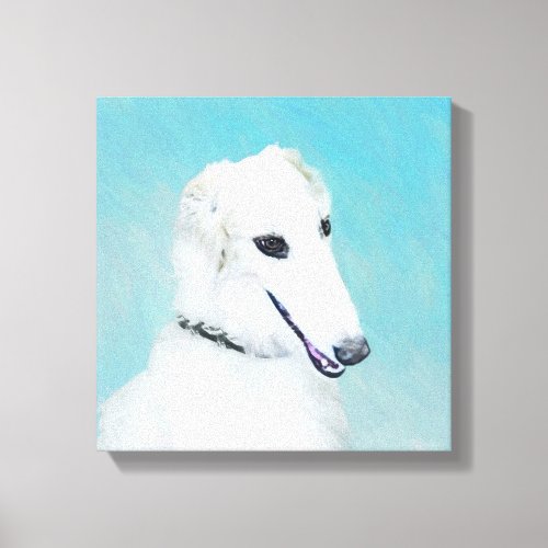 Borzoi White Painting _ Cute Original Dog Art Canvas Print