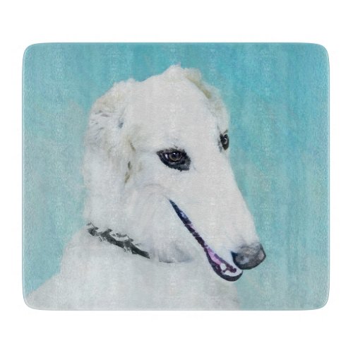 Borzoi White Painting _ Cute Original Dog Art Cutting Board