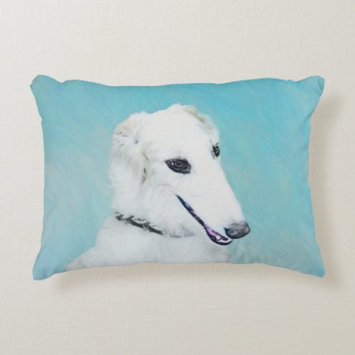 Borzoi White Painting _ Cute Original Dog Art Decorative Pillow
