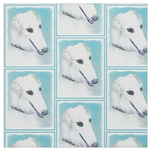 Borzoi White Painting _ Cute Original Dog Art Fabric