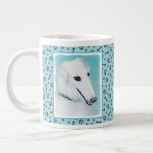 Borzoi (White) Painting - Cute Original Dog Art Giant Coffee Mug