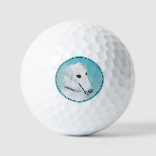 Borzoi White Painting _ Cute Original Dog Art Golf Balls