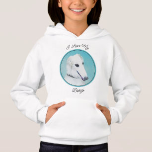 Borzoi (White) Painting - Cute Original Dog Art Hoodie