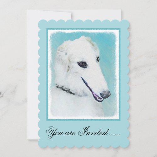Borzoi White Painting _ Cute Original Dog Art Invitation