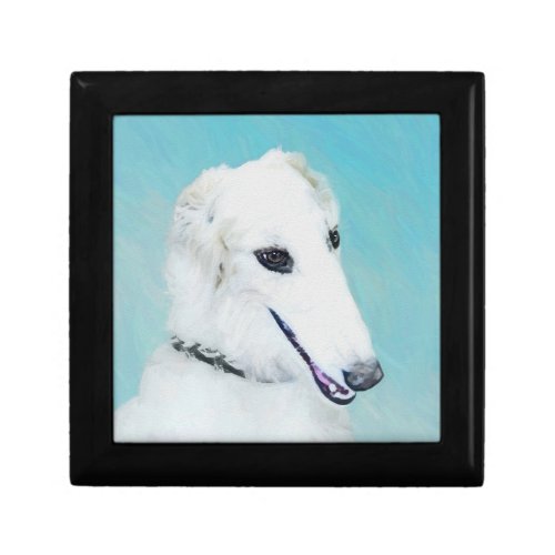 Borzoi White Painting _ Cute Original Dog Art Jewelry Box
