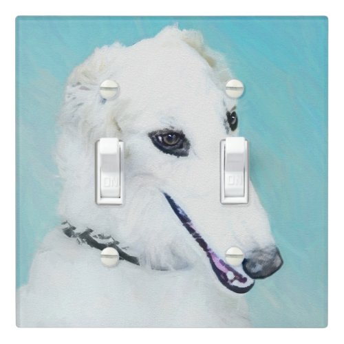 Borzoi White Painting _ Cute Original Dog Art Light Switch Cover