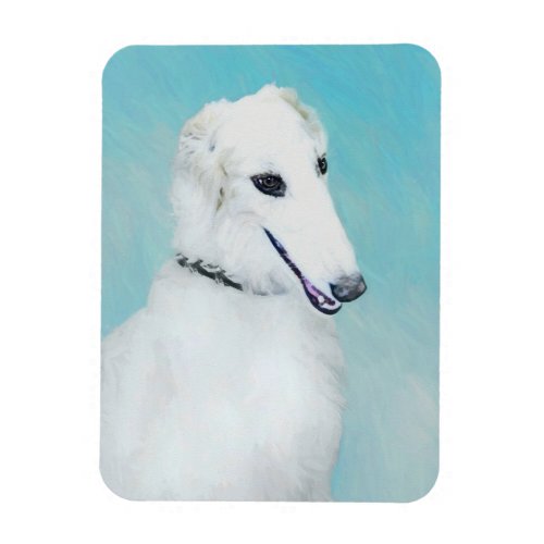 Borzoi White Painting _ Cute Original Dog Art Magnet