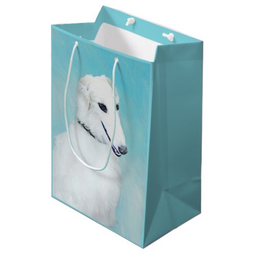 Borzoi White Painting _ Cute Original Dog Art Medium Gift Bag