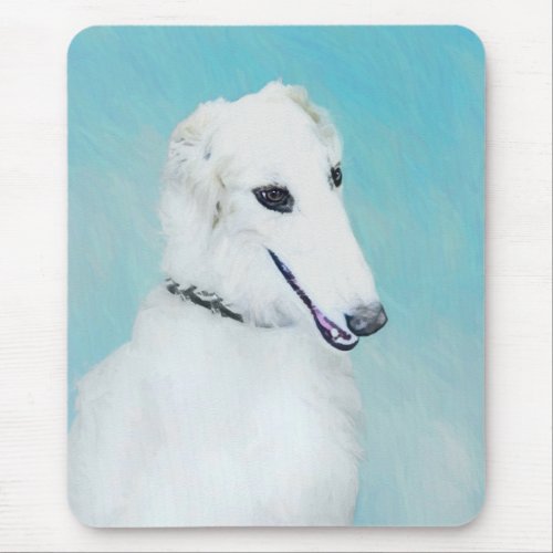 Borzoi White Painting _ Cute Original Dog Art Mouse Pad