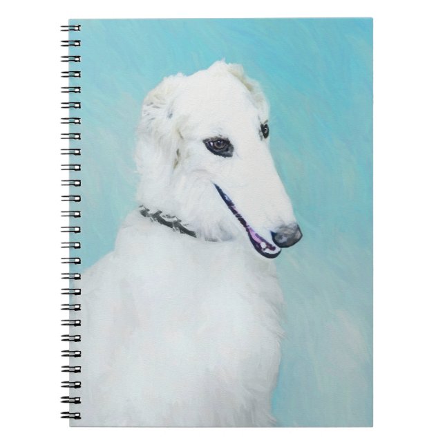 Borzoi (White) Painting - Cute Original Dog Art Notebook (Front)