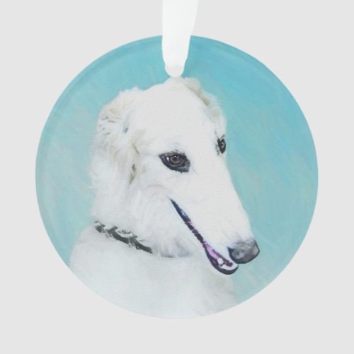 Borzoi White Painting _ Cute Original Dog Art Ornament