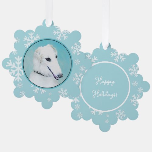 Borzoi White Painting _ Cute Original Dog Art Ornament Card