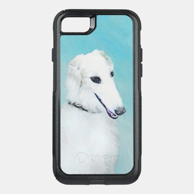 Borzoi (White) Painting - Cute Original Dog Art Otterbox iPhone Case (Back)