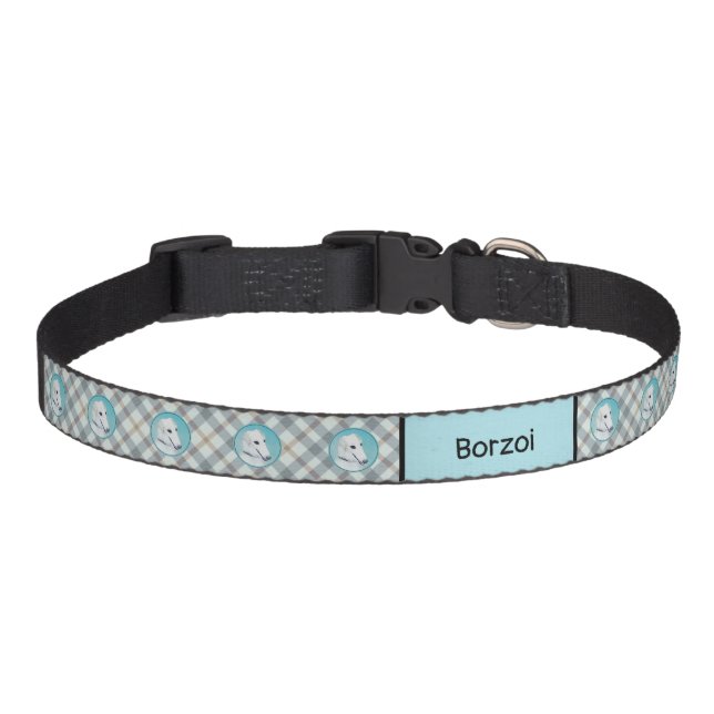Borzoi (White) Painting - Cute Original Dog Art Pet Collar (Front)