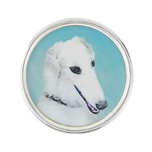 Borzoi White Painting _ Cute Original Dog Art Pin