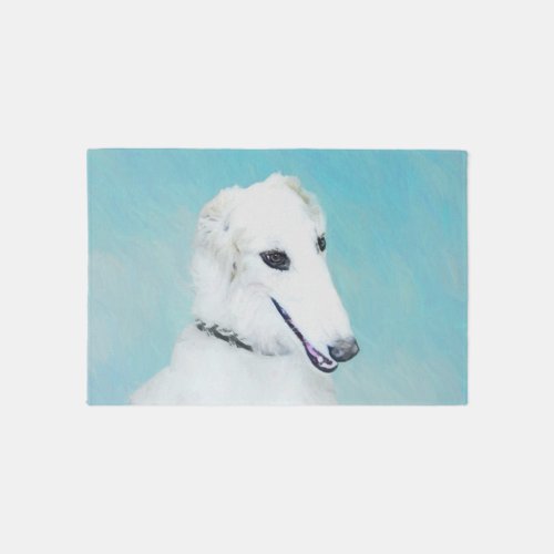 Borzoi White Painting _ Cute Original Dog Art Rug