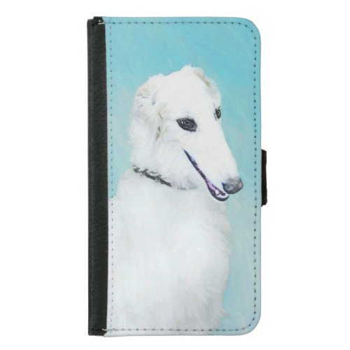 Borzoi White Painting _ Cute Original Dog Art Wallet Phone Case For Samsung Galaxy S5