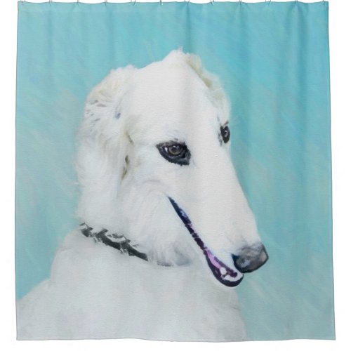 Borzoi White Painting _ Cute Original Dog Art Shower Curtain