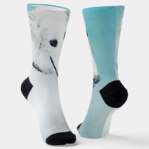 Borzoi (White) Painting - Cute Original Dog Art Socks