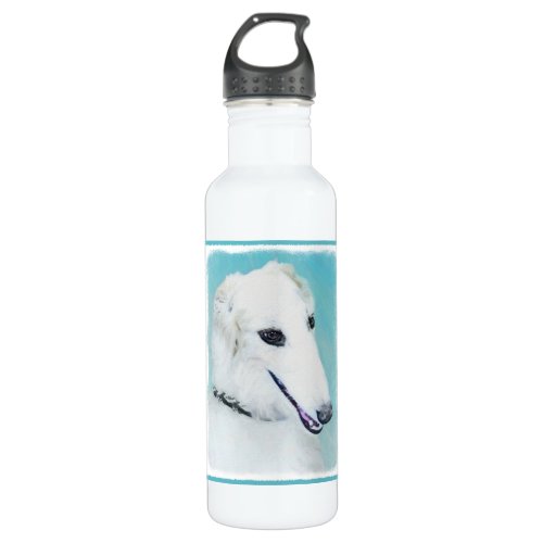 Borzoi White Painting _ Cute Original Dog Art Stainless Steel Water Bottle