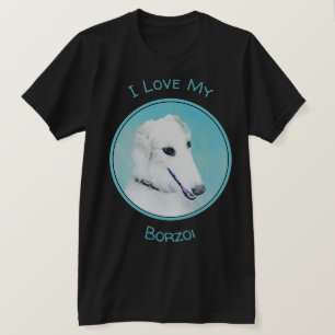 Borzoi (White) Painting - Cute Original Dog Art T-Shirt