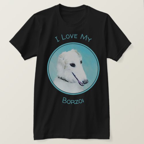 Borzoi White Painting _ Cute Original Dog Art T_Shirt