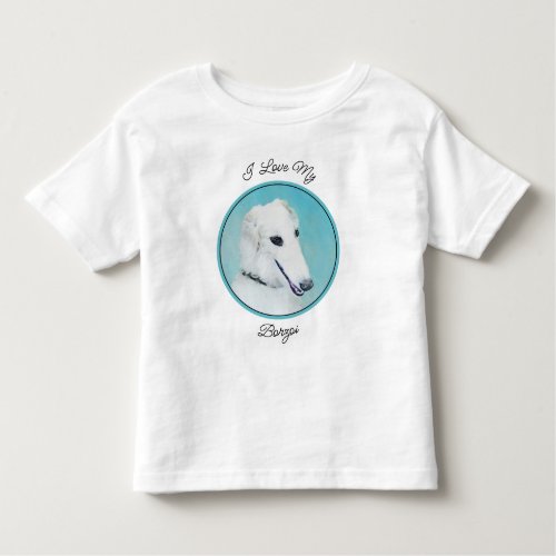 Borzoi White Painting _ Cute Original Dog Art Toddler T_shirt