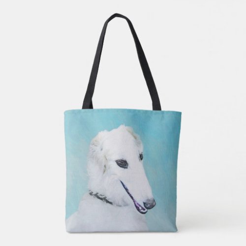 Borzoi White Painting _ Cute Original Dog Art Tote Bag