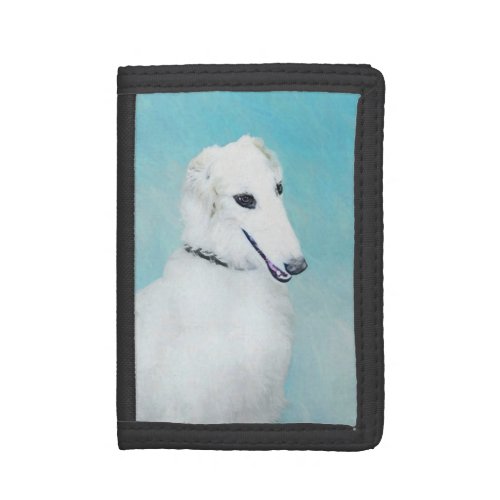 Borzoi White Painting _ Cute Original Dog Art Trifold Wallet