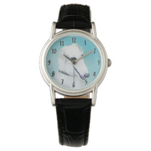 Borzoi (White) Painting - Cute Original Dog Art Watch