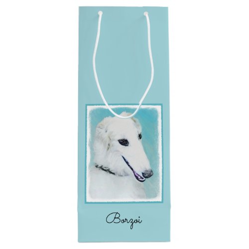 Borzoi White Painting _ Cute Original Dog Art Wine Gift Bag